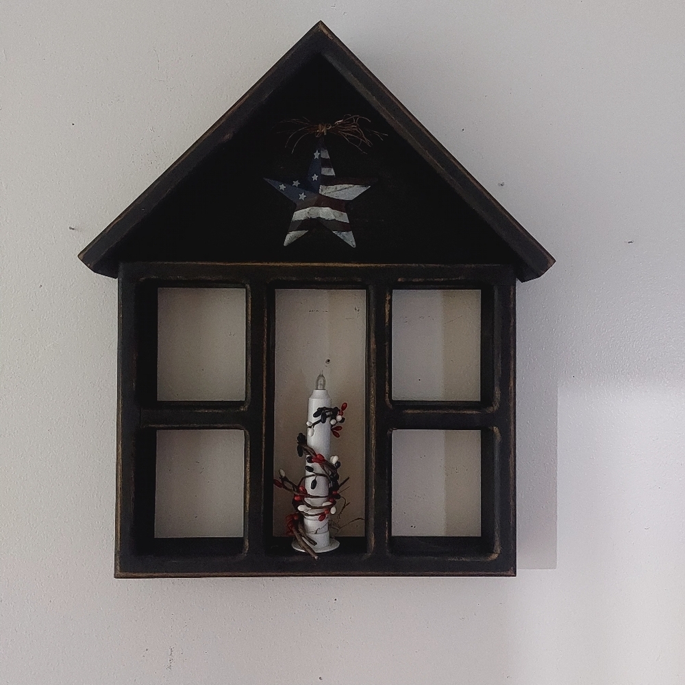 Primitive wall hanging shelf